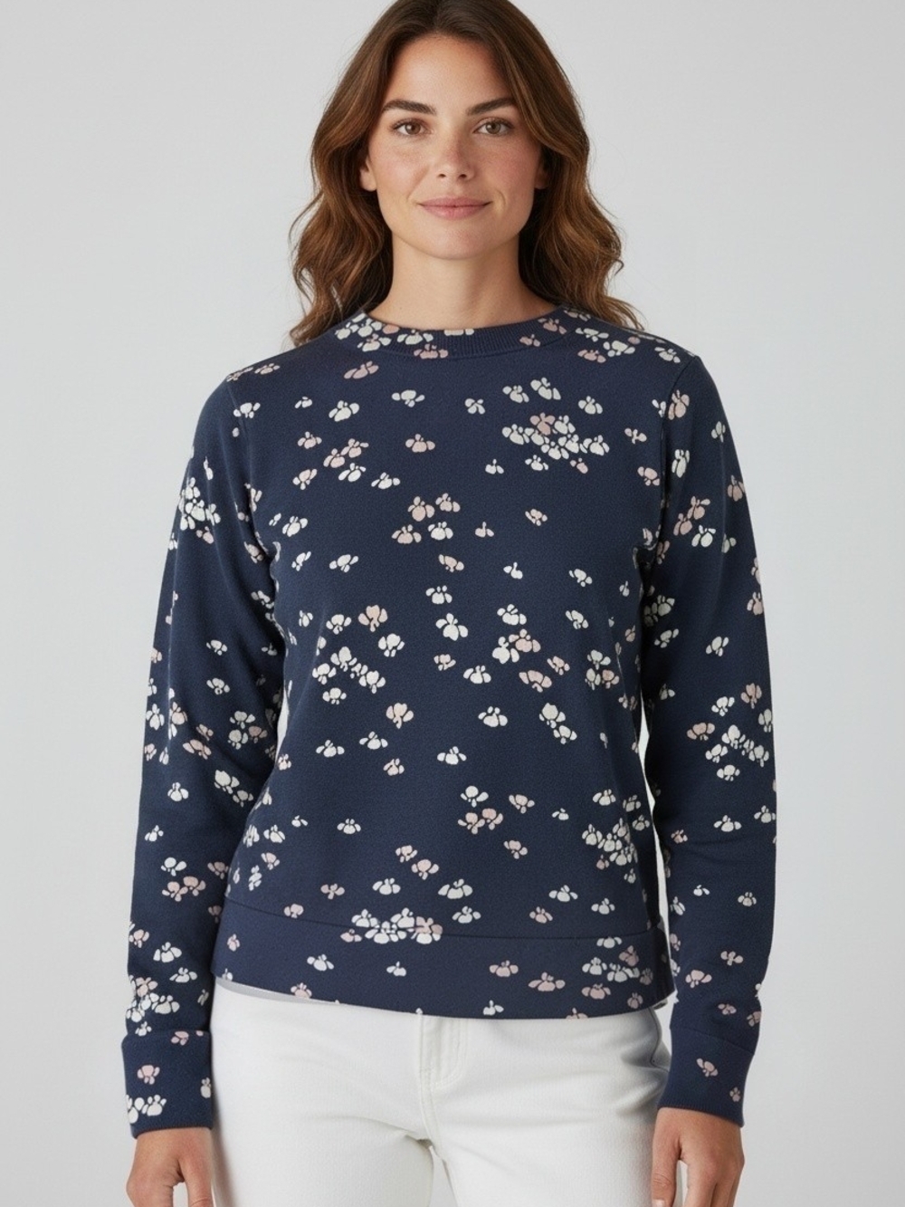 Ann Taylor Navy Floral Sweater